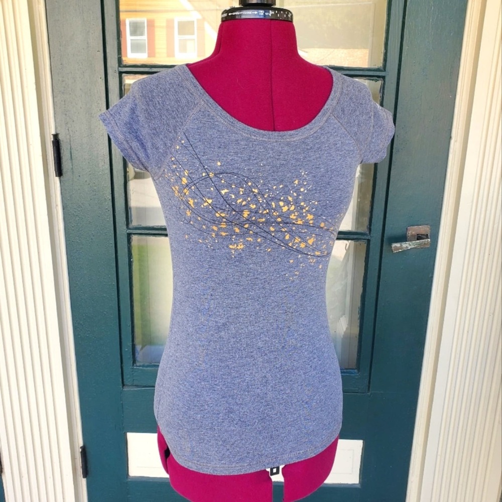 Ideology Heather Grey Cap Sleeve Gold Graphic Tee